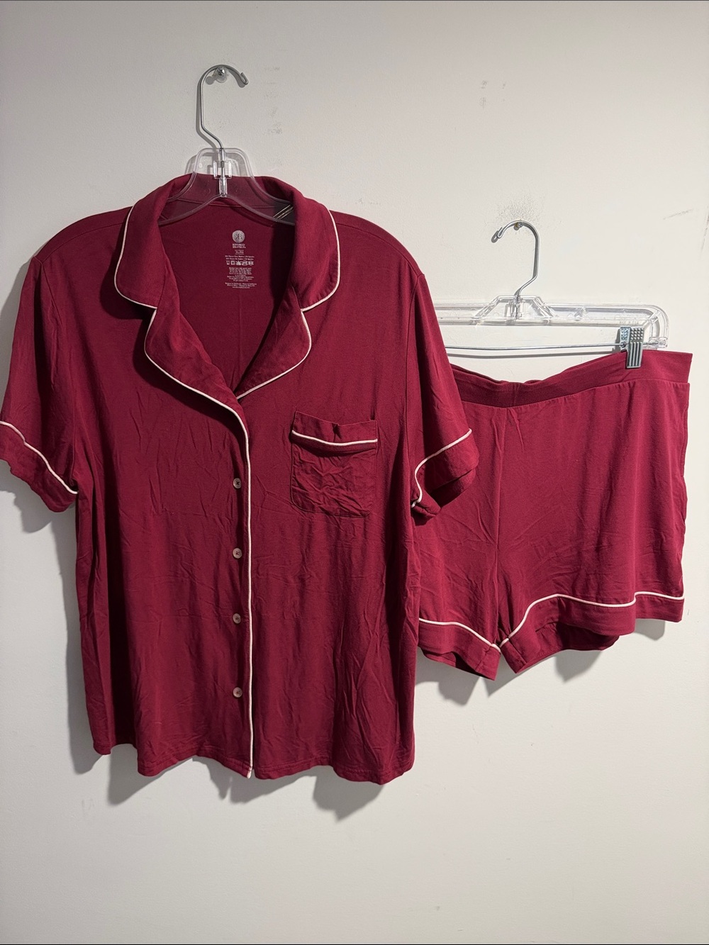 Kindred Bravely Bamboo Wine Red Short Sleeve Pajama Set Size XL NWOT